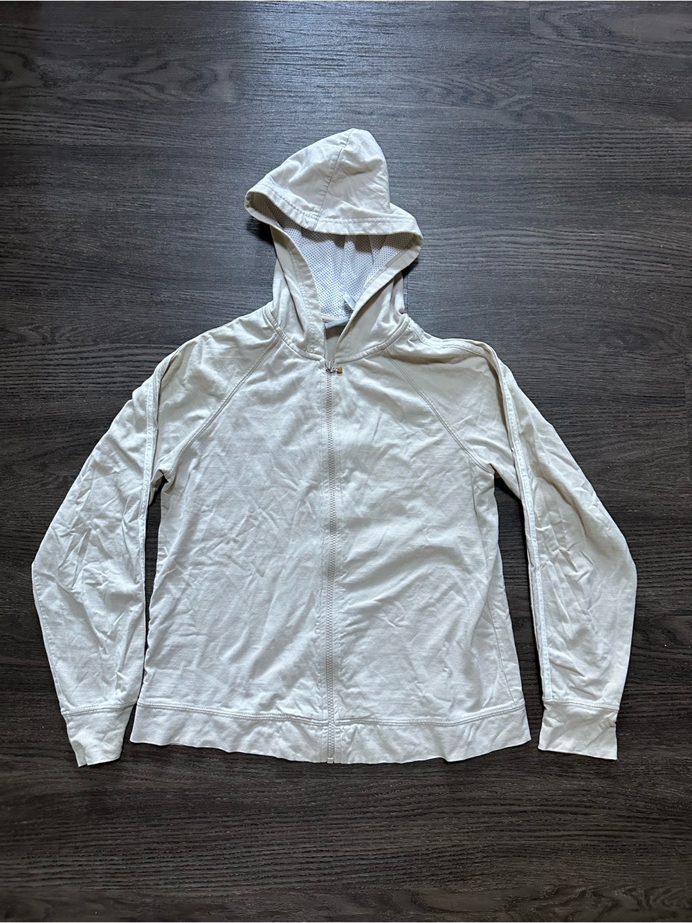 ProSpirit Beige Zip Hoodie Women’s Sz M Lightweight Cotton Y2K Athletic Jacket